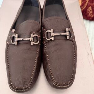 Salvatore Ferragamo Dark Brown Leather Loafers